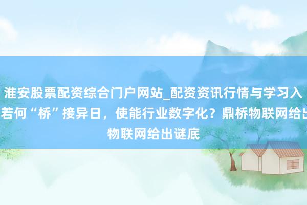 淮安股票配资综合门户网站_配资资讯行情与学习入口 5G若何“桥”接异日，使能行业数字化？鼎桥物联网给出谜底